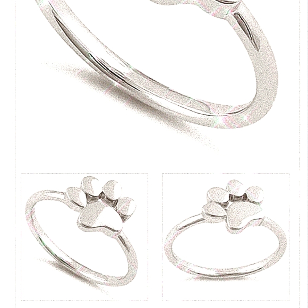 Sterling silver paw print ring